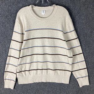 Gap Sweater Men's XL Crew Neck Striped Beige Adults Casual